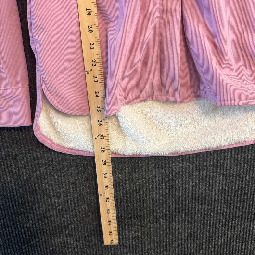 Identity Corduroy Shacket Women XS Pink Faux Fur Lined Hooded Button Front - Picture 7 of 7